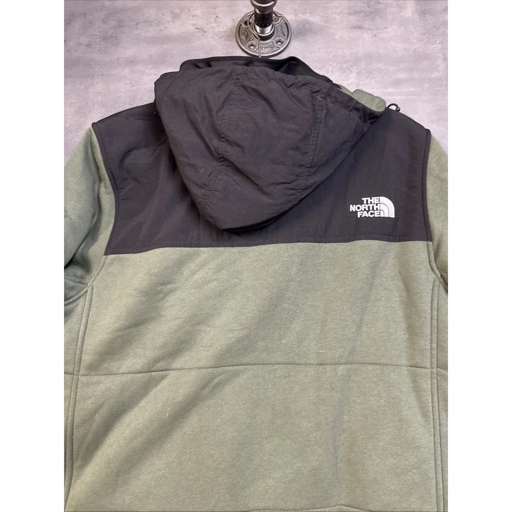 The North Face Men's Highrail Fleece Jacket olive green Hooded Snap & Zip Med